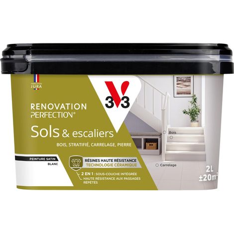 Peinture sols & escaliers Rénovation perfection® V33 Blanc satin 2L (1/5)