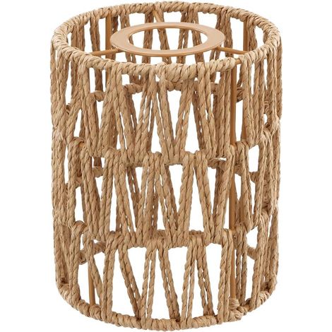 Lampenschirm aus Rattan brauner Boho-Lampenschirm Tischlampe Ersatzschirm Zubehör für Pendel Decken Hänge und Stehlampen Höhe 15 cm 12 cm 1 Stück
