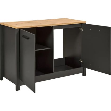 Mobile Cucina con Pensile Sottolavello Colonna Modulare Antracite Rovere (1/5)