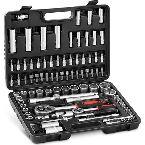 MSW – Jeu de douilles 94 pièces – 17 embouts 1/4 pouce – 18 douilles 1/2 pouce – Acier chrome nickel – Mallette de rangement incluse (1/5)