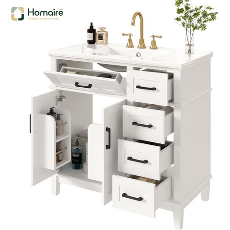 Flur- Garderobenschrank weiß aus MDF 90 x 46 x 87 cm HOMAIRE (1/5)