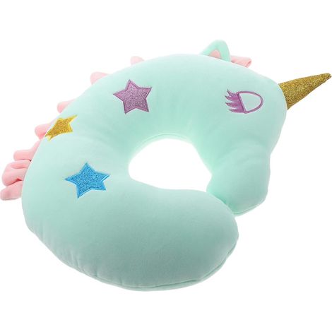 Oreiller Cervical u De Licorne Verte, Coussin De Soutien du Cou Souple en Mousse, Oreiller De Voyage Confortable pour Bureau Et Maison, Coussin Ergonomique De Nuque Léger Et Portable (1/5)