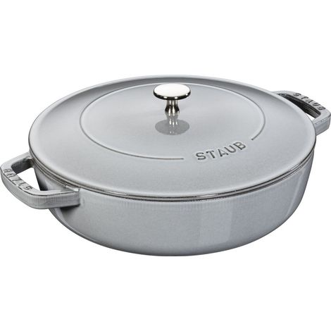 STAUB Rôtissoire de ronde en fonte, couvercle avec design de cheminée et système d'auto-vidage de, diamètre de 28 cm, 3.7 L, gris graphite (1/5)