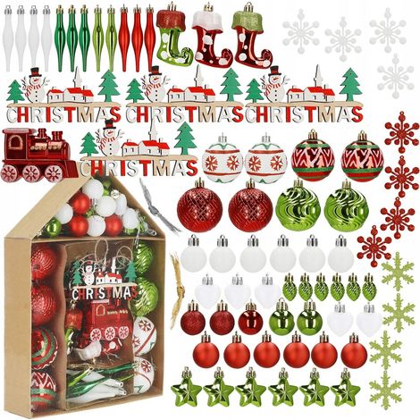 SET VON WEIHNACHTSBAUMKUGELN VERSCHIEDENE MUSTER PREMIUM 74Stk UNZERBRECHLICH FÜR DEN WEIHNACHTSBAUM