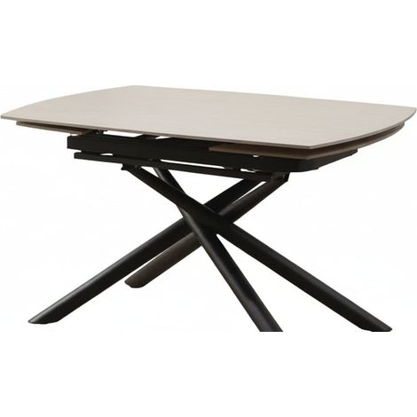 Table repas extensible céramique travertin beige 129/189 cm – NYSA