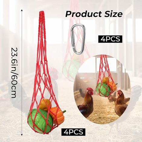 filet d'alimentation pour poules à suspendre, sac d'alimentation en filet avec crochet, mangeoire automatique, accessoires pour poules, canards, oies, oiseaux (1/4)