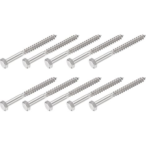 Hex Tirefond Vis (M8x90mm)10pcs, 304 Inox Acier Autotaraudeurs Bois Boulons - pour Ménage Applications (1/5)