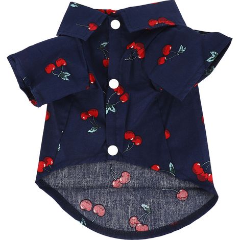 Chemise pour chien, respirant, respirant, à la mode, lavable, vêtements pour animaux de compagnie, pour printemps et été, XZCS14, bleu marine cerise L (1/5)