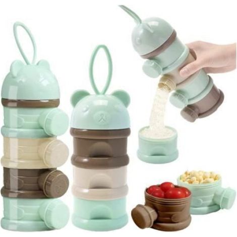 Doseur Bébé 4 Compartiments, Distributeur de lait en poudre portable, Distributeu Céréales/Aliments/Fruits/Colla CONSERVATION REPAS (1/4)