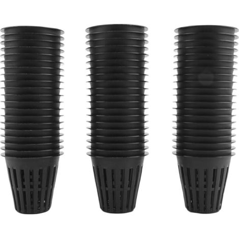 Lot de 60 paniers filtrants à larges lèvres et mailles fendues de 5 cm pour culture hydroponique (1/4)