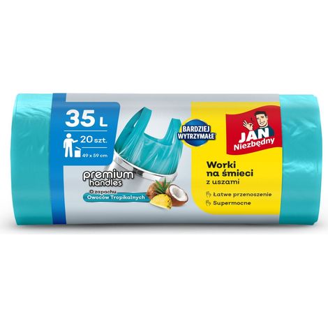 Sacchi per la spazzatura Jan Niezbędny con manici, 35 l, profumo tropicale, 20 pezzi. (1/2)