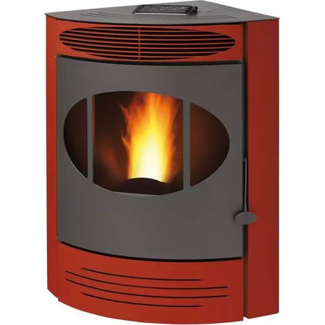 stufa a pellet angolare ventilata caris "gemma" bordeaux 10,5 kw (1/2)