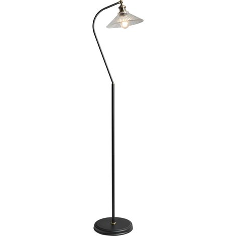 Litecraft Zeke Floor Lamp Industrial Style E27 Base - Antique Brass, Black (1/5)
