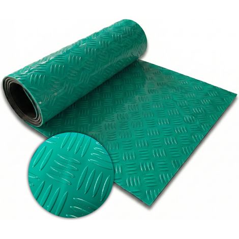 Revêtement sol PVC Effet tôle striée, Vert, 110 x 200 cm