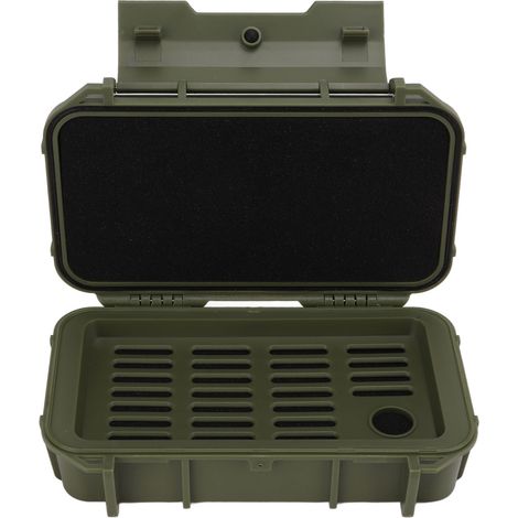Boîte à outils rigide étanche pour instruments de sécurité, en plastique ABS, double boîte étanche, vert militaire, idéale pour le camping et les activités de plein air. (1/5)