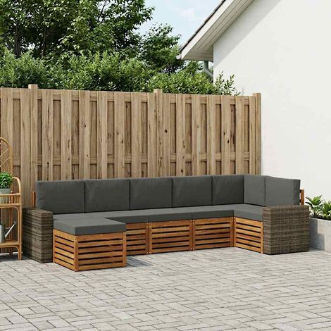 vidaXL Ecksofa Set mit Kissen 7 pcs Natur und Anthrazit (1/5)