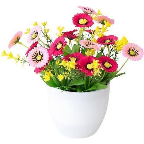 Pot de fleurs artificiel chrysanthème, décoration de bureau, plante artificielle éternelle en plastique pour balconrose rouge (1/5)