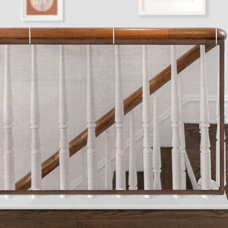 Safety net for stair railing, baby safety, balcony protection, 300×80cm, brown (1/5)