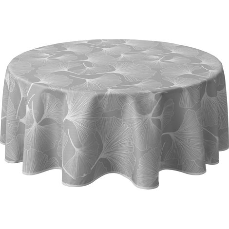 Nappe ronde 160 cm anti-taches déperlant en polyester gris – Entretien facile – Lavable jusqu'à 60°C – Sèche rapidement – Le Linge De Jules (1/3)