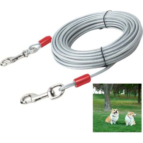 Câble d'attache pour chien, 6 m, blanc