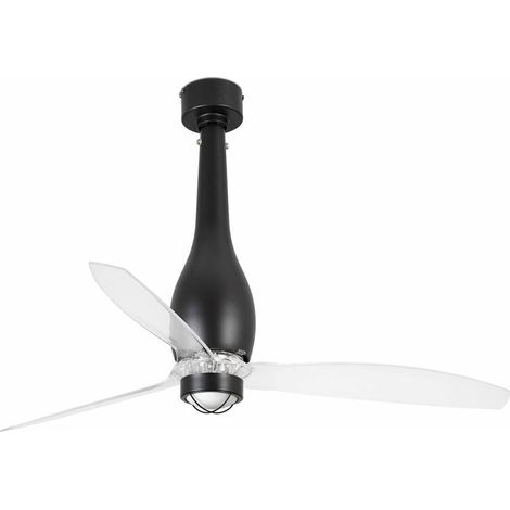 FARO Faro Eterfan Ø1280 mm en negro mate con palas transparentes material de alta calidad diseno moderno eficiencia 17W 3000K adecuado para espacios privados y profesionales – FARO-3200310 (1/4)
