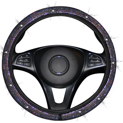 Housse de volant élastique à motif diamant cristal, prise en main confortable et antidérapante, universelle pour volants de 37 à 38 cm (1/5)