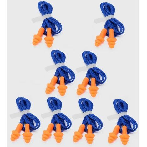 Lntyq Lot de 20 paires de bouchons d'oreilles filaires réutilisables en silicone pour suppression du bruit et protection auditive (orange) (1/5)
