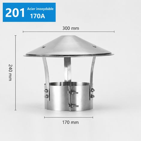 Chapeau de cheminée anti-pluie en acier inoxydable pour conduit 170 170 30 × 30 × 7 cm 800 g – Livraison gratuite