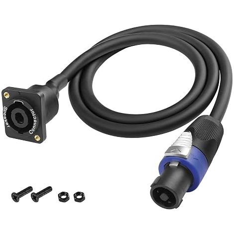 Presa Speakon da pannello femmina a connettore Speakon maschio cavo per altoparlante prolunga audio con jack Twist Lock per amplificatore, altoparlante, DJ e palco – 1 m/3,28 ft (1/5)