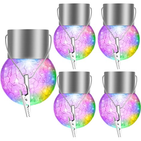 QAZQA Guirlande Lumineuse Solaire, 5 pcs Lampes Solaires Extérieur, Étanche Lumineuse Exterieure Lampe Décoration pour Jardin Terrasse Balcon Mariage Fête Anniversaire, Multicolore (Color5) (1/5)