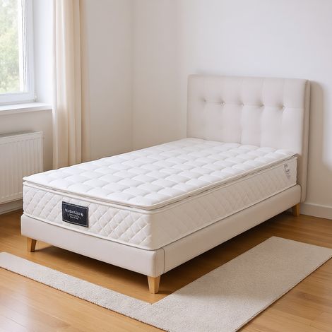Matelas 90 x 200 cm, à ressorts ensachés, hauteur 25 cm, degré de dureté H3, matelas ergonomique à ressorts ensachés 7 zones,blanc