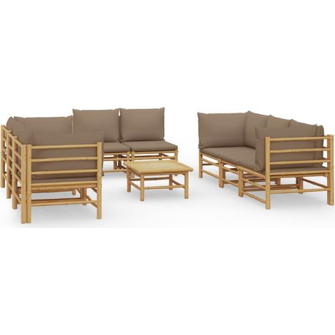 Maison Exclusive - Set Salotto da Giardino 9pz con Cuscini Tortora Bambù