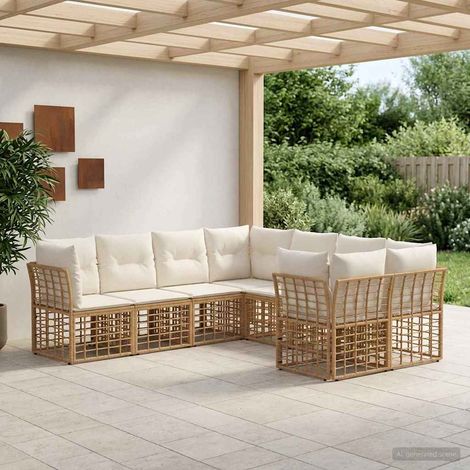 vidaXL Set di divani da esterno 8 pcs Naturale e Bianco Crema (1/5)