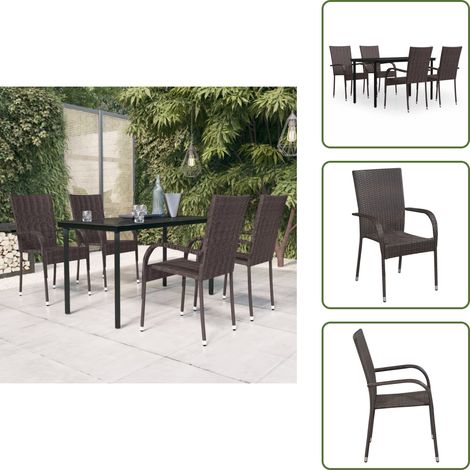 Arredamento da giardino - vidaXL Set da Pranzo per Giardino 5 pz con Cuscini Marrone e Nero - Tavolo in vetro