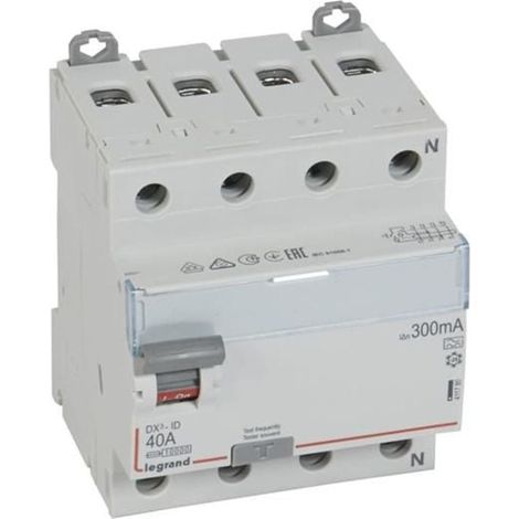 Interrupteur différentiel Legrand DX³ 4P 300mA 40A Type A 4 modules - LEG411780