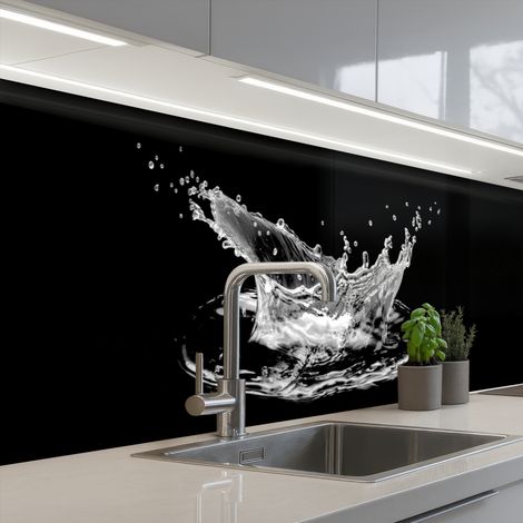 Kitchen Splashback Water - Splash - Water - Black 300x80 cm