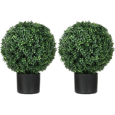 Plantes artificielles, lot de 2, plantes artificielles résistantes aux UV en pots, arbustes de buis de 52 cm pour la décoration du jardin et du salon (1/5)