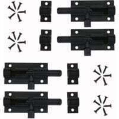 4 Pièces Verrou Targette de Porte, Loquet de Porte à Boulon Loquet Coulissant En Alliage D'aluminium Noir Loquet et Targette Avec Vis, pour Portail de Jardin, Cabanon, Fenêtres, Pièces I