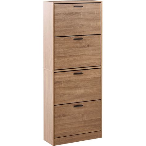 Armadietto porta scarpe 4 scomparti in truciolato stile classico marrone chiaro Bowral (1/5)