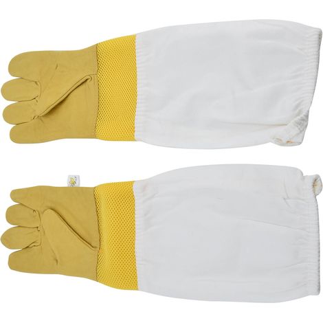 Atmungsaktive Imkerhandschuhe aus Schaffell, Größe XL, mit Netz, Set mit Bienenschutzhandschuhen, verpackt in einem PE-Beutel. (1/5)