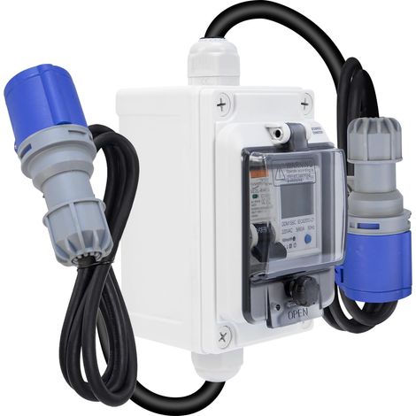 Compteur Électrique, Compteur de Consommation Électrique avec RCBO/Réinitialisation,2.5 mm² Câble Compteur d'Électricité Portable Numérique Mobile pour Bateau/Camping-Car/Camping-Car (1/5)