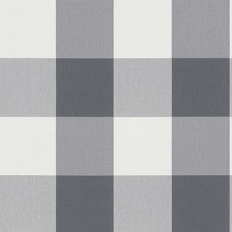 Papier peint salon & couloir | Papier peint vichy gris & blanc pour cuisine | Tapisserie à carreaux grise & blanche pour chambre - 10,05 x 0,53 m (1/5)