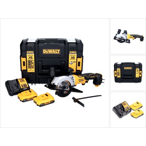 DeWalt DCS 571 D2 Scie circulaire portative sans fil 18 V 115 mm Brushless + 2x batterie 2,0 Ah + chargeur + TSTAK