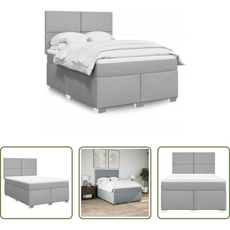 vidaXL Matelas à ressorts ensachés -  Sommier à lattes de lit avec matelas Gris clair 140x190cm Tissu (1/5)