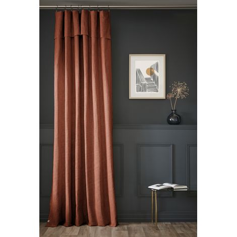 Rideau ajustable + 8 anneaux pince "Sixtine" 140 x 270 cm l'Effet Papillon - Sixtine Terracotta - 1 Panneau ajustable 140 x 270 cm