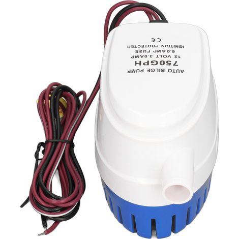 Pompe de cale automatique 12V DC, filtre amovible en plastique, nettoyage facile, pompe à eau de cale pour bateau yacht 750GPH (1/5)