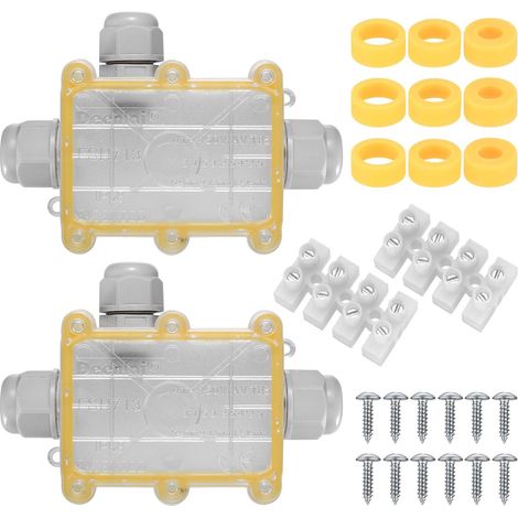 2 Pièces Boite de Derivation Etanche Exterieur, Boite Etanche Electrique Exterieur, Boîte de Jonction étanche IP68, 3 Voies Connecteurs Boîtier Électrique Extérieur Ø 5 mm-15 mm (1/5)