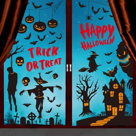 Halloween-Fensteraufkleber, doppelseitig, wiederverwendbar, aus PVC, für Halloween-Fensterdekoration