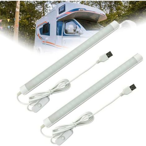 Lampe LED Sous Placard - 3 W - Alimentation USB - Pour Cuisine Vitrine Camping-Car Caravane Van - 26 cm - 2 Pièces (1/2)