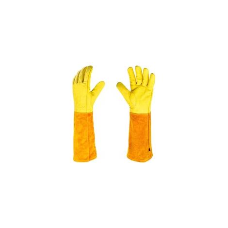 2 pièces Gants - Paire de Gants de Jardinage - Protection Cuir - Gants de Jardinage pour les Épines et Ronces et Gants de Travail, Beige